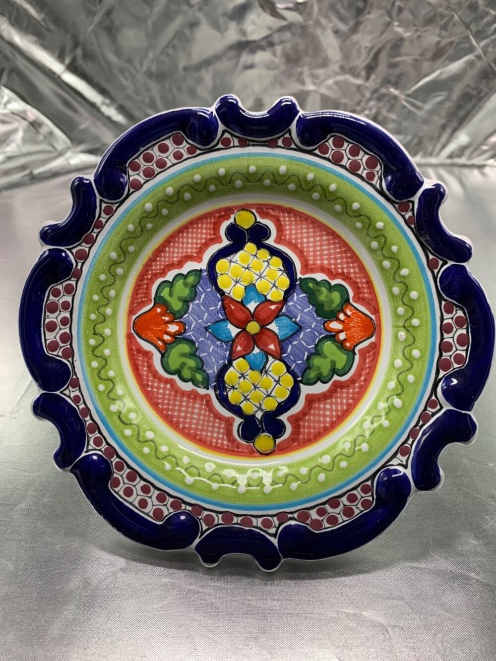 Hand-Painted Talavera Ceramic Wall Plate By Hernandez Puebla Mexico